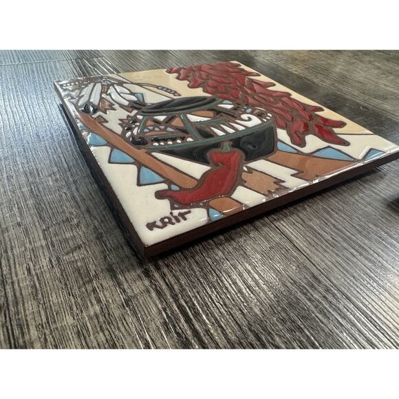 Vintage Earthtones Southwestern Art 6” Tiles Set 1990s Hand painted KRIT - Picture 5 of 11